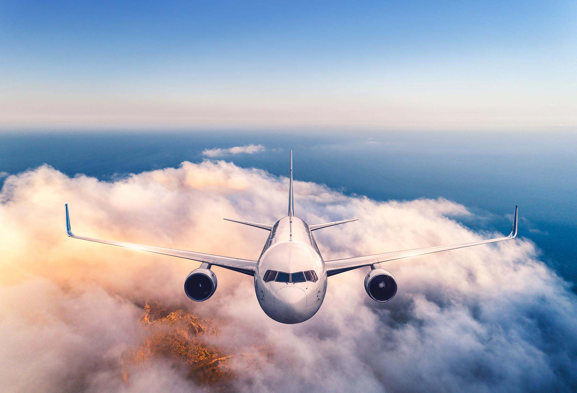 VIP Concierge service – a private jet flying above clouds